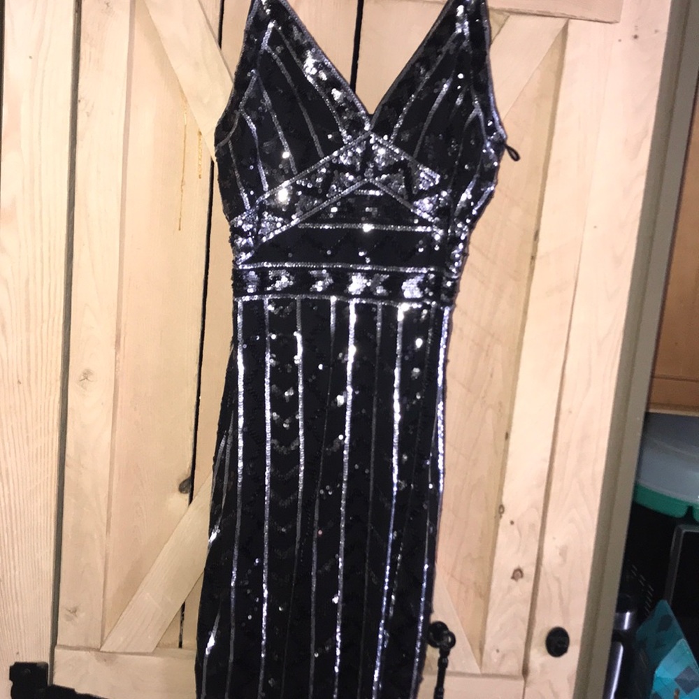 Gorgeous black and silver sequin dress
